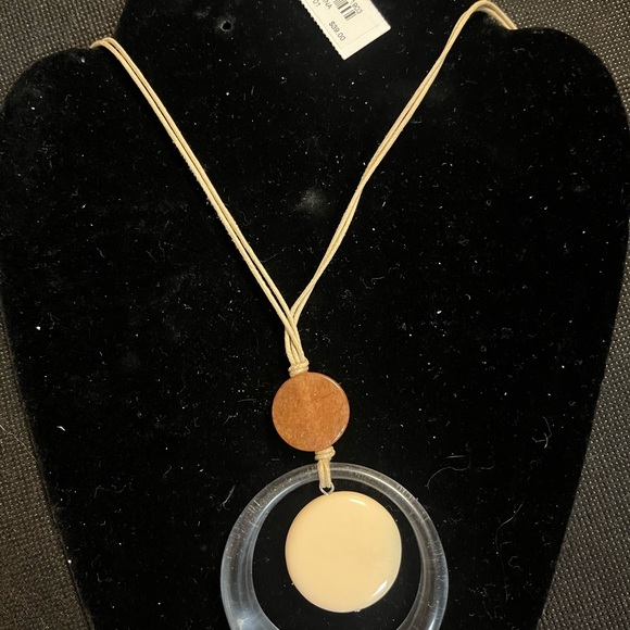 J Jill Glass And Stone Pendant With Resin And Agate New Adjustable Length - Picture 2 of 6